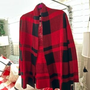 Buffalo Plaid open knit cardigan